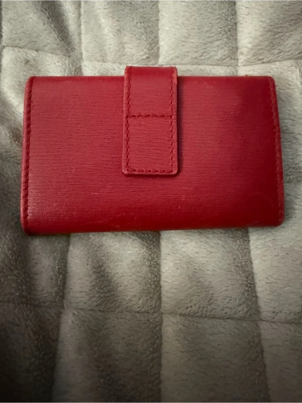 GUCCI Red Leather Key Case/Card Holder w/Silver-Tone Gucci Closure & Hardware
